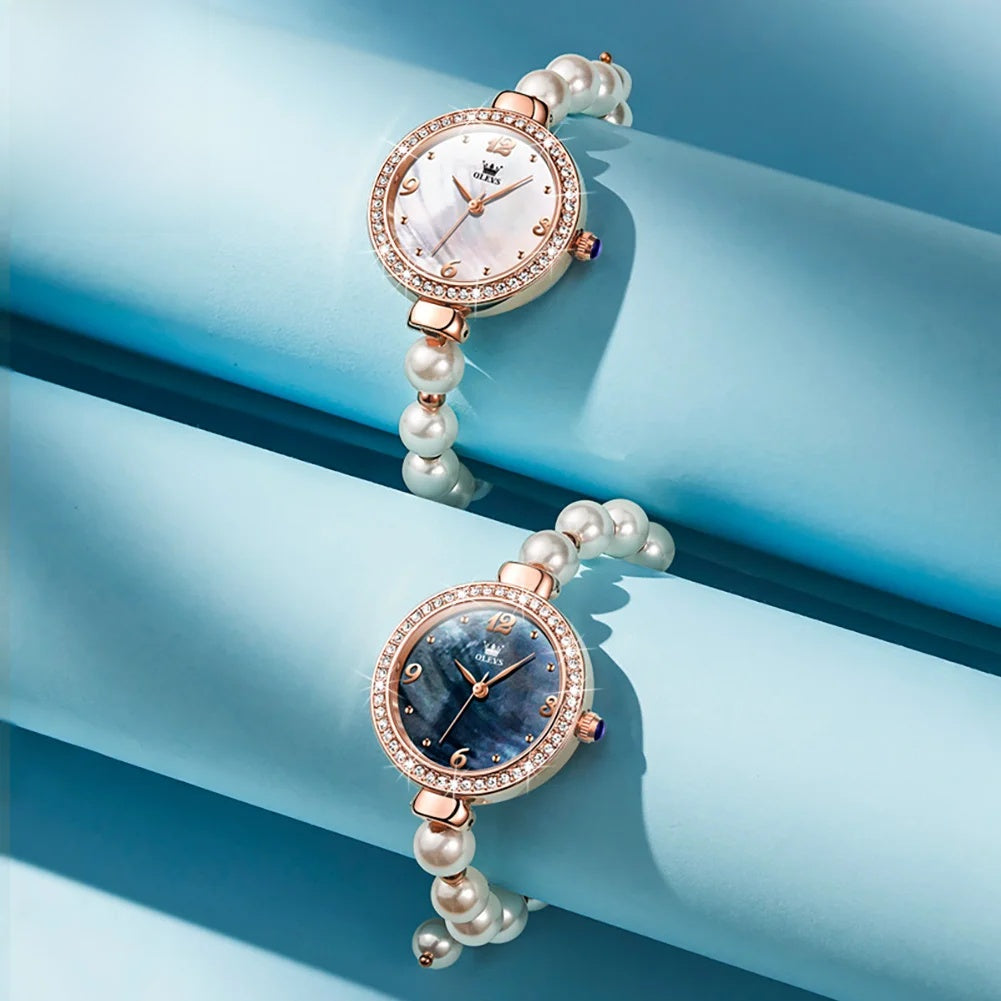 Women's Faux Pearl Bracelet Quartz Watch