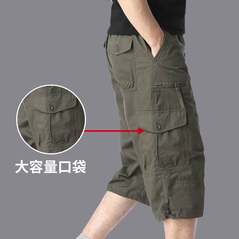 Cross-Border Men's Shorts Summer Outdoor Solid Color Cargo Shorts Loose Casual Multi-Pocket Shorts Wholesale