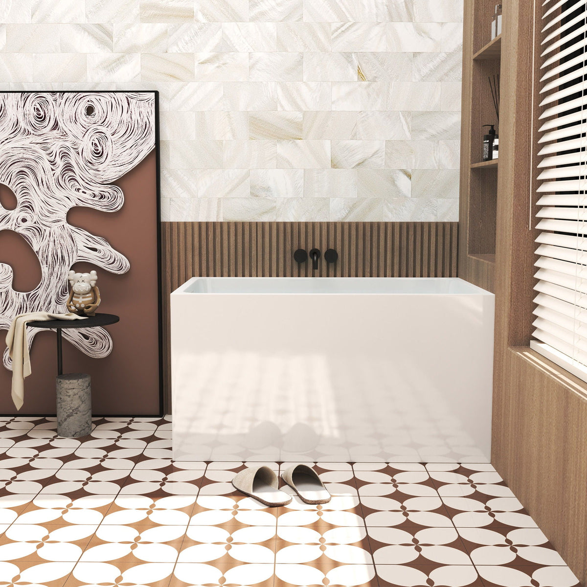 Freestanding Bathtub With Drain, Rectangular Shape