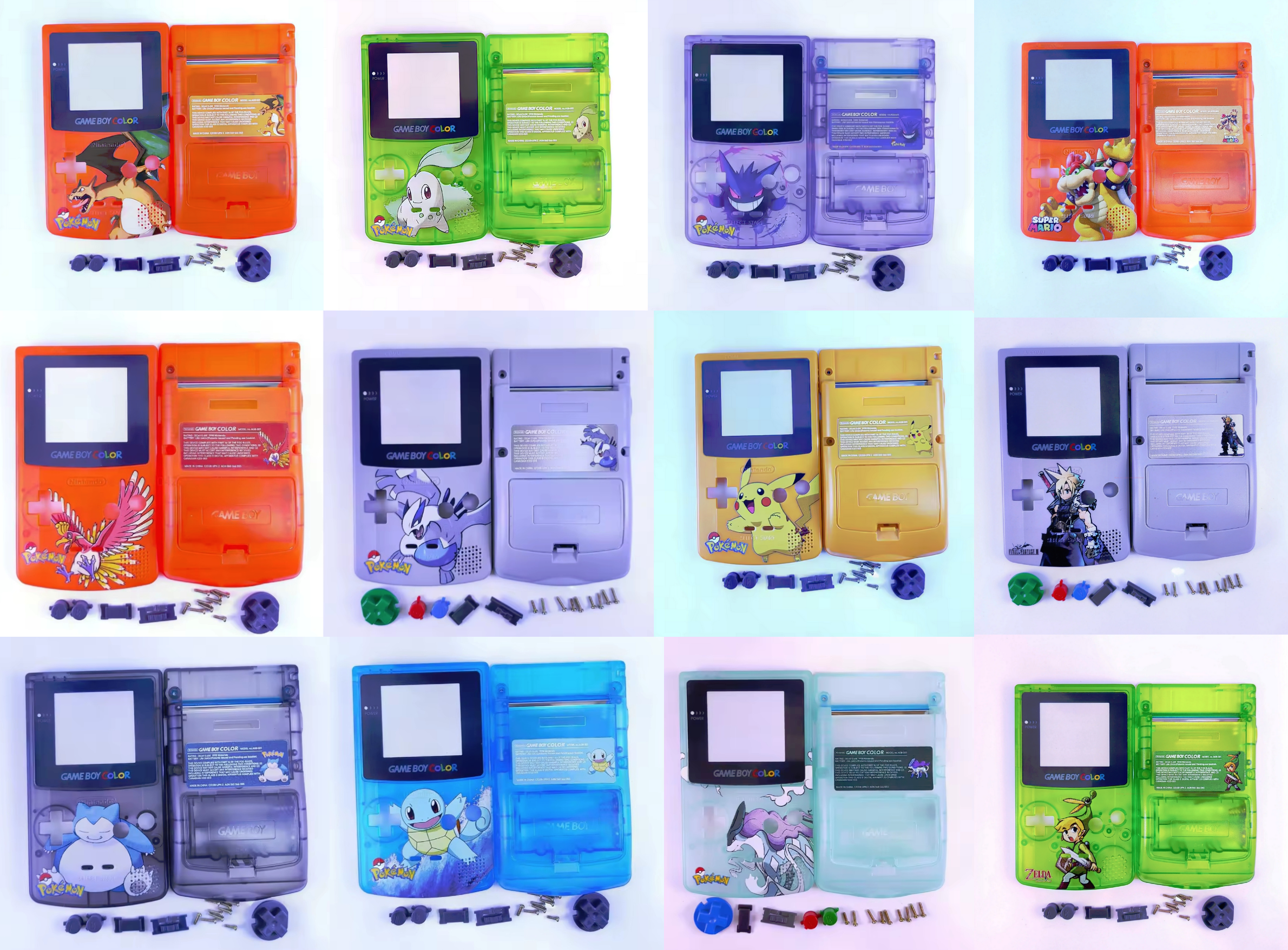 GBC Game Boy Color Case Replacement Shell Full Housing Pokemon