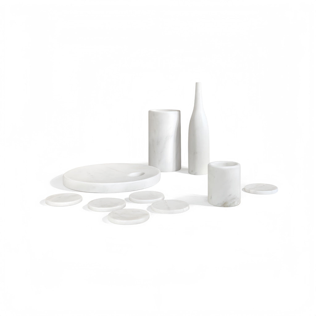 10 Pieces Luxury Natural Marble Dining Room Accessories Set