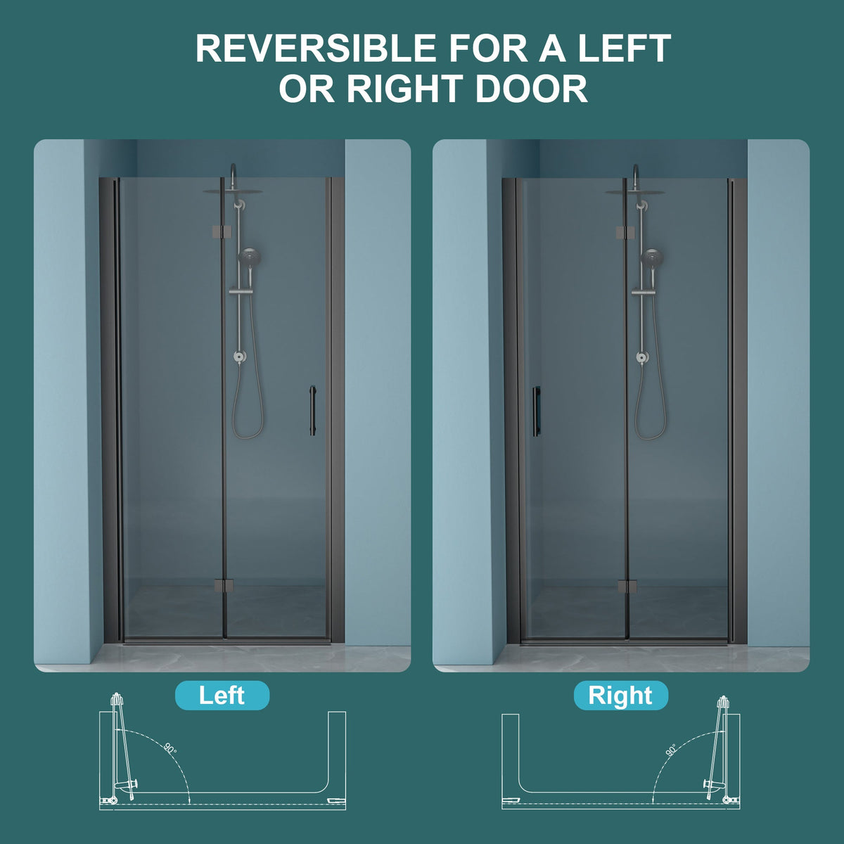 36"W x 72"H Fold Frameless Shower Door