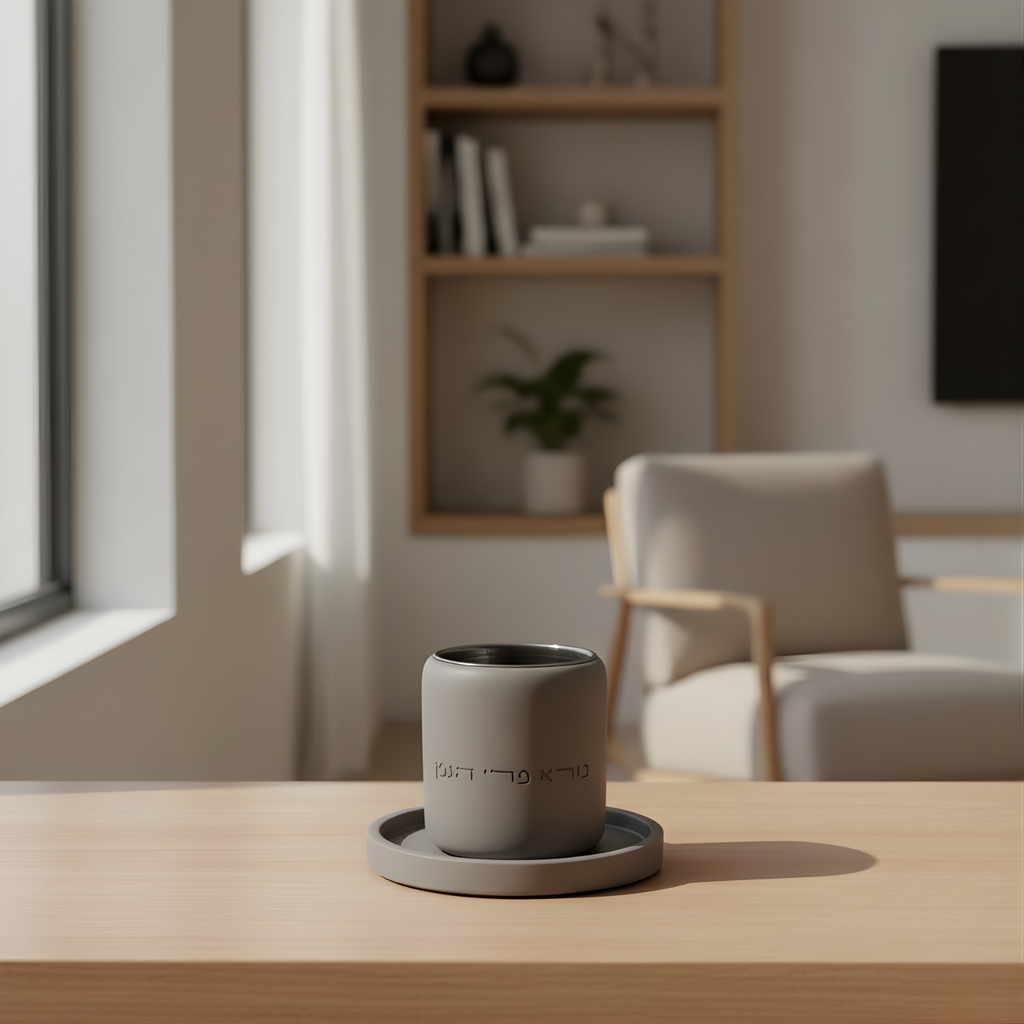 Luxury Concrete Kiddush Cup with Matching Base – Noble Model