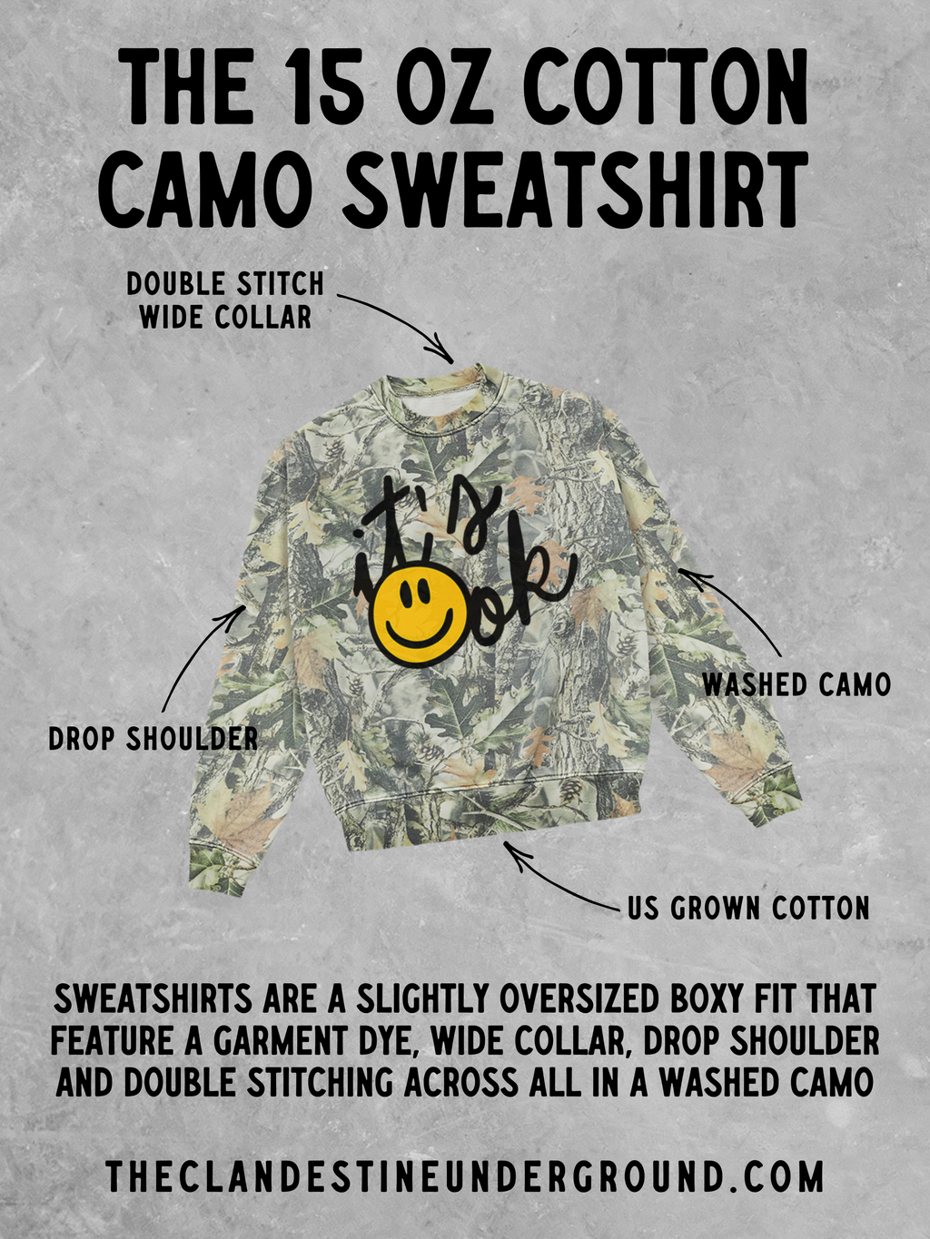 Underground Original Design: Have a Nice Day!, Camo Western Boxy Sweatshirt