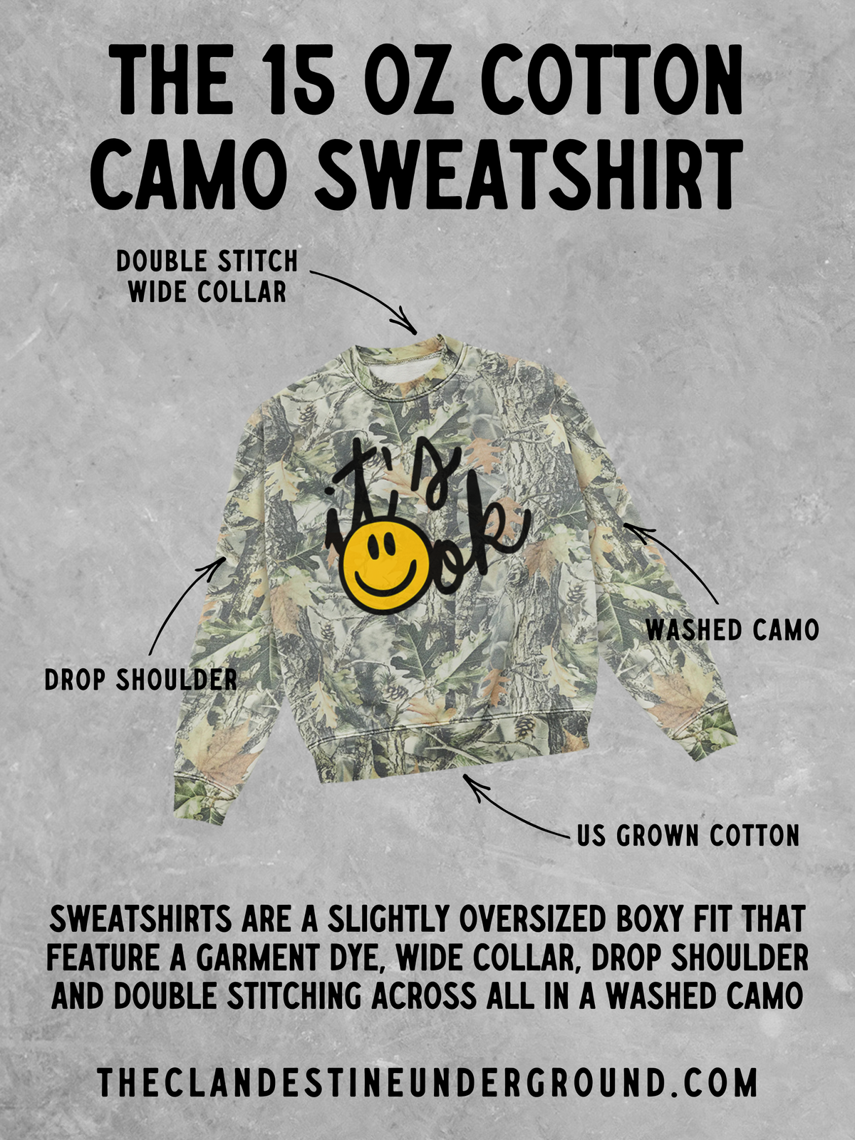 Underground Original Design: Have a Nice Day!, Camo Western Boxy Sweatshirt