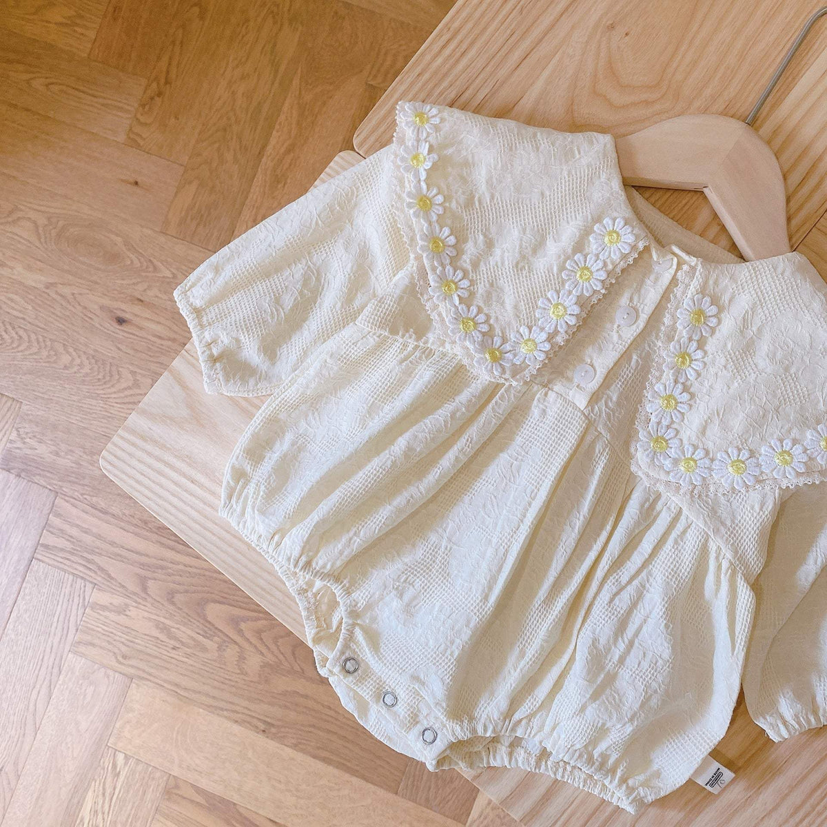 0-2 Years Old Baby Daisy Romper Spring Baby Square Neck Long-sleeved Shirt
