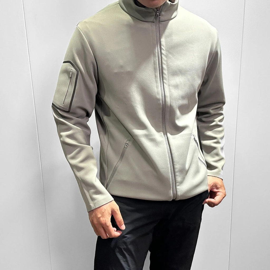 Men's Seamless Bonded Zip Up Jacket High Density Knit Stand Collar Casual Light Business Outerwear Slim Athletic Windbreaker For Spring Autumn