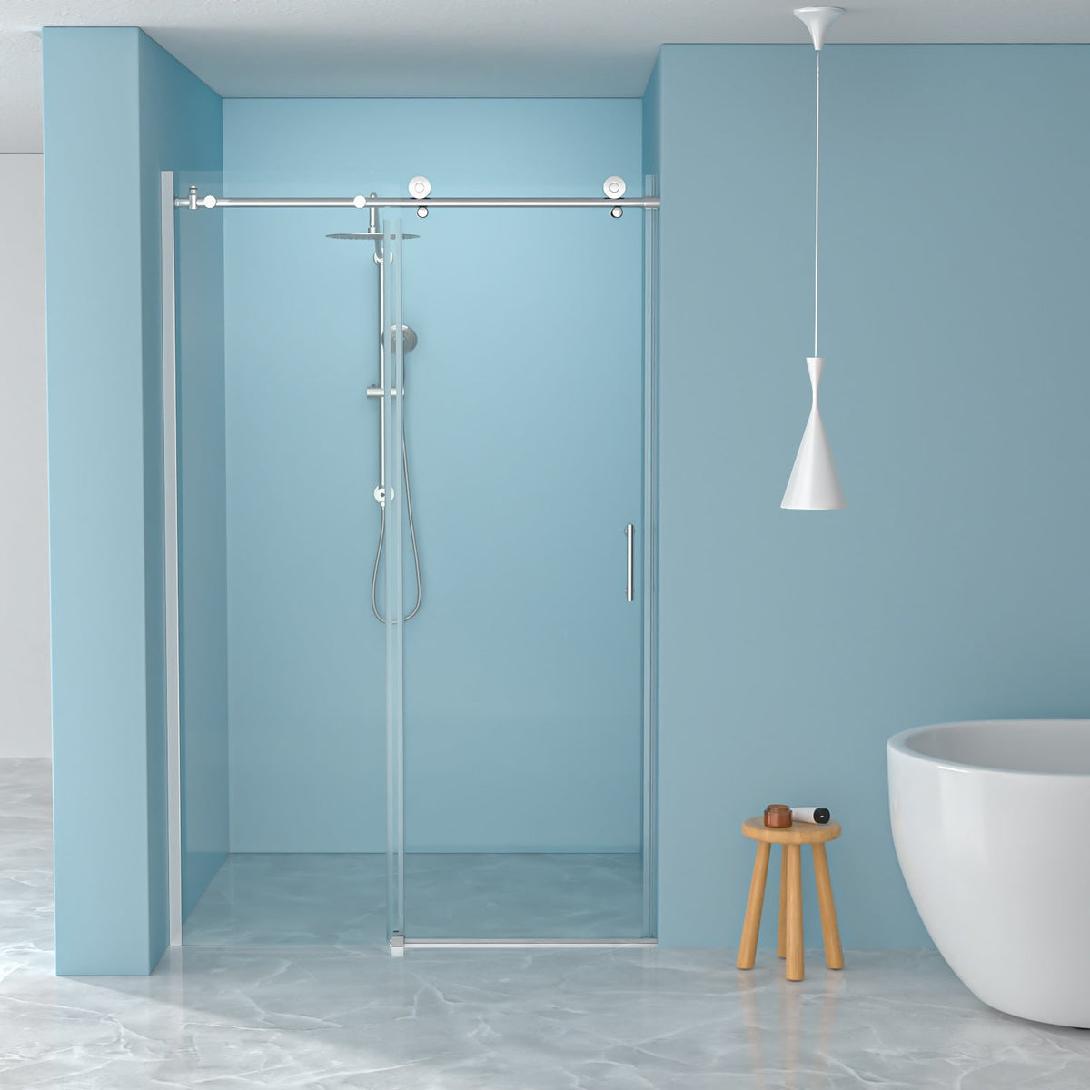 Single Sliding Bypass Shower Enclosure - 48" W x 76" H