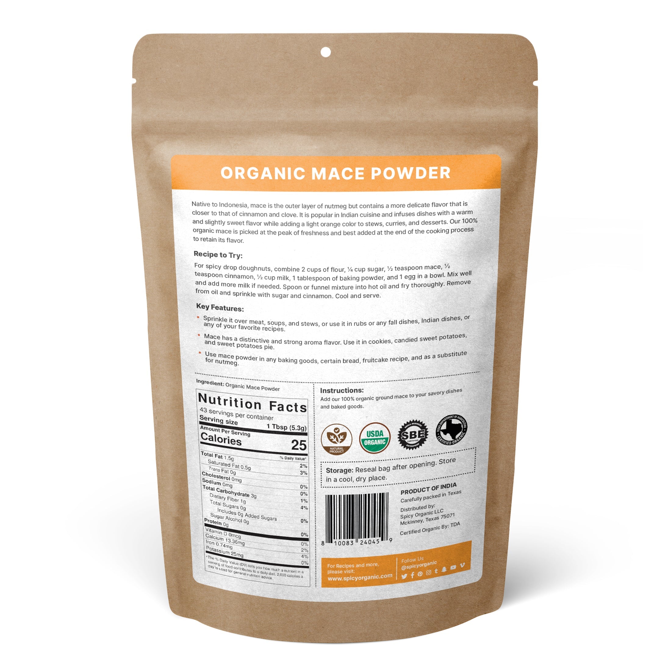Organic Mace Ground — USDA Certified, Non-GMO | Béchamel, Cakes & Biryani
