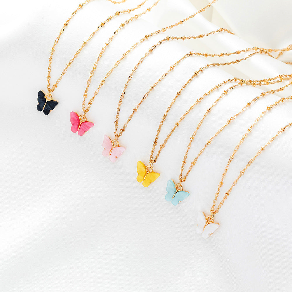 Creative Fashion Color Acrylic Butterfly Suit Jewelry Set
