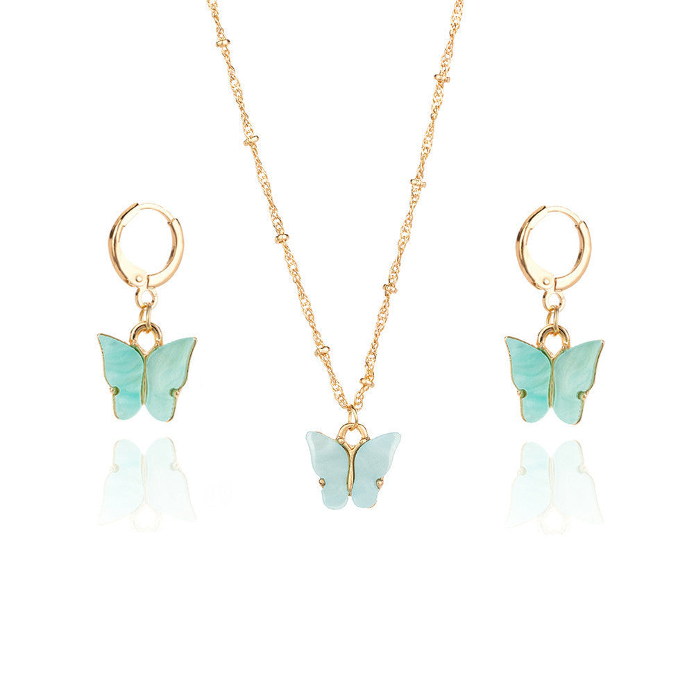 Creative Fashion Color Acrylic Butterfly Suit Jewelry Set