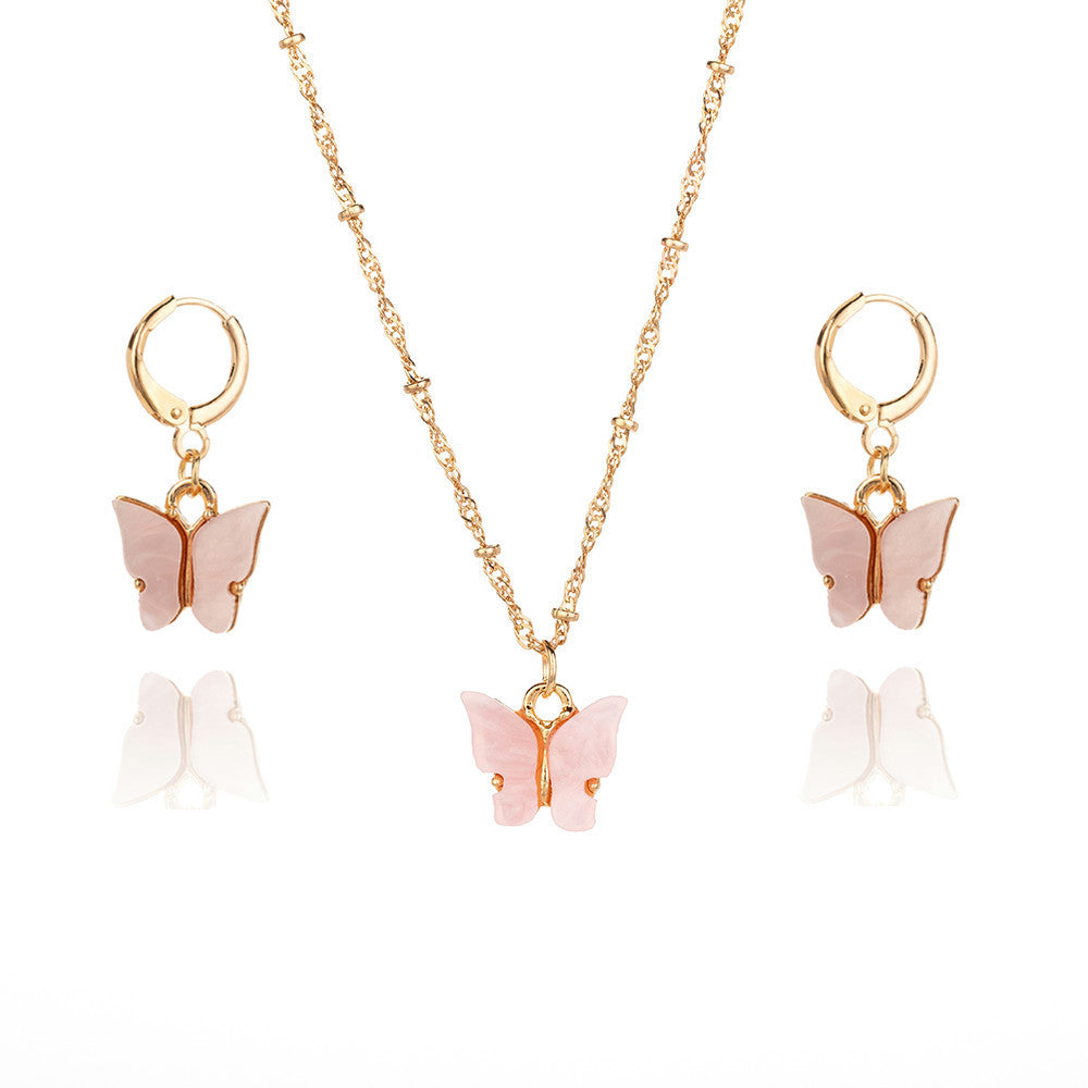 Creative Fashion Color Acrylic Butterfly Suit Jewelry Set