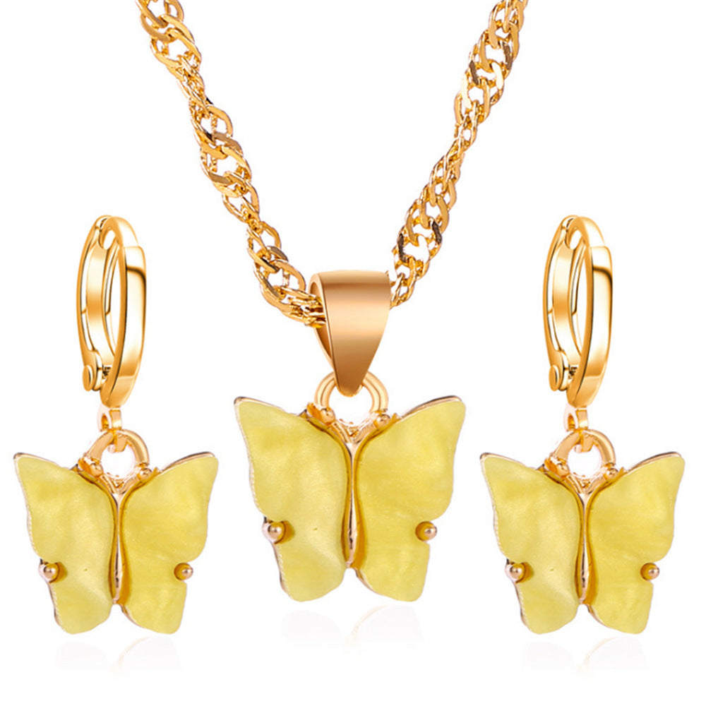 Creative Fashion Color Acrylic Butterfly Suit Jewelry Set
