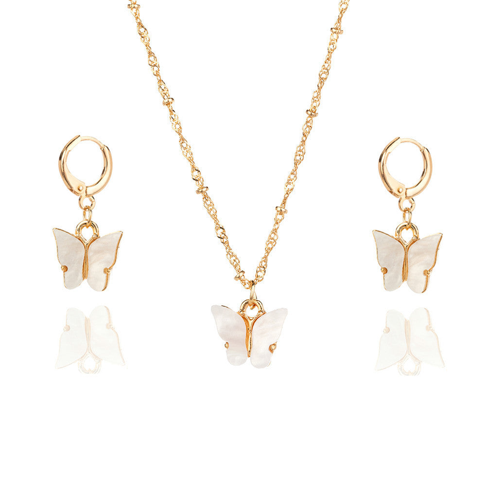 Creative Fashion Color Acrylic Butterfly Suit Jewelry Set