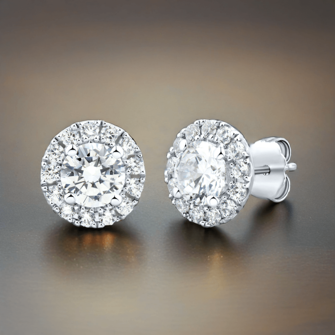 2 CTW AGI Certified Lab Grown Diamond Halo Earrings in 14K White Gold