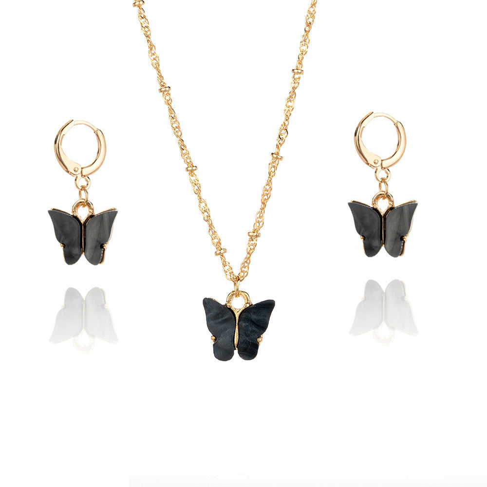 Creative Fashion Color Acrylic Butterfly Suit Jewelry Set