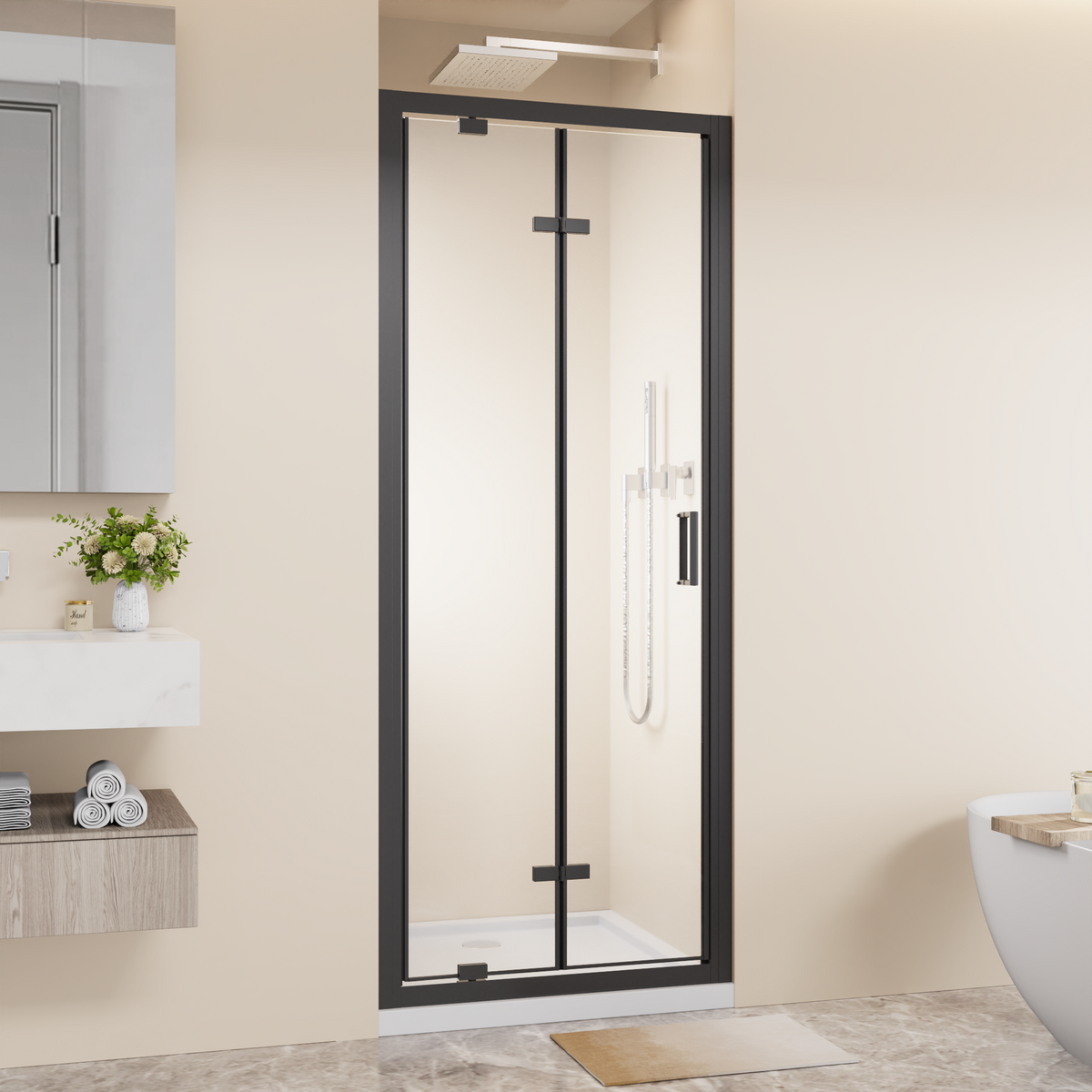 Framed Bi-Fold Pivot Shower Door 30"x72"