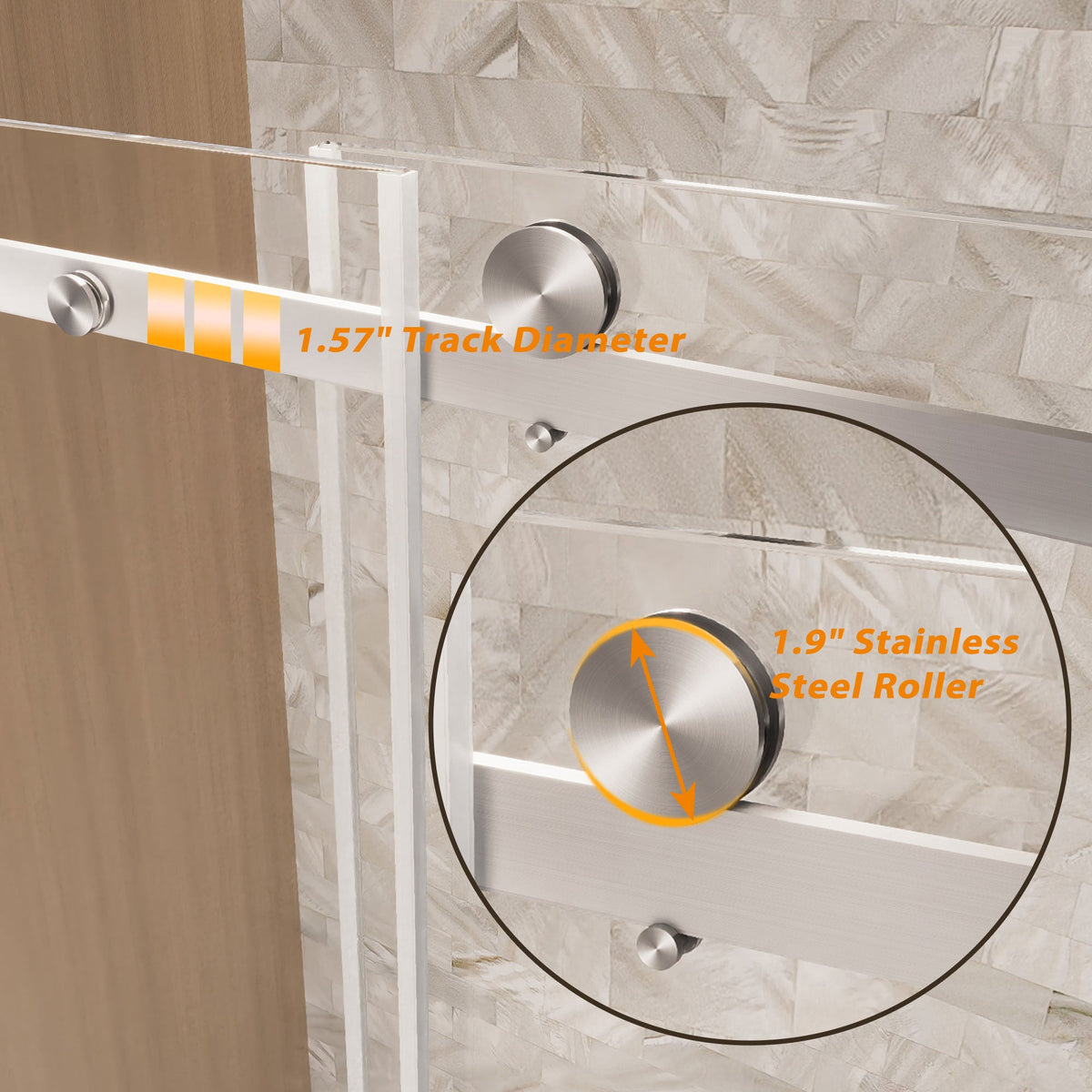 Frameless Single Sliding Shower Door - 48"W x 76"H