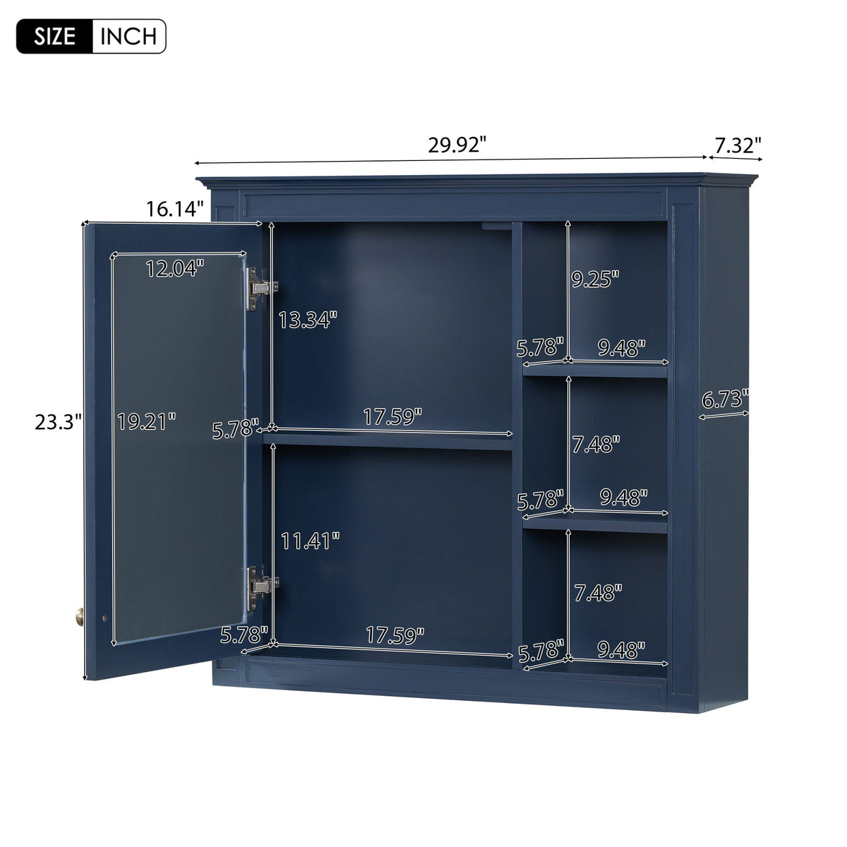 Wall Mounted Medicine Cabinet With Mirror and 3 Open Shelves