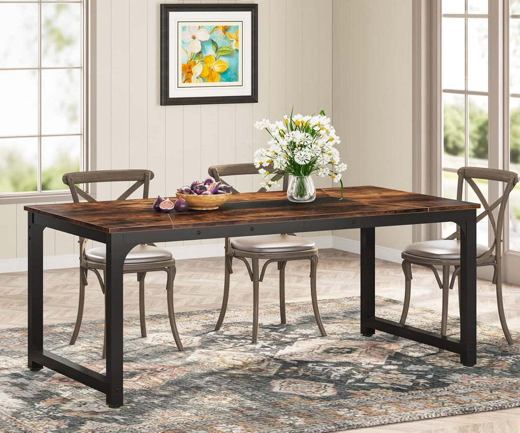 71" Industrial Dining Table for 6-8 People - Rustic