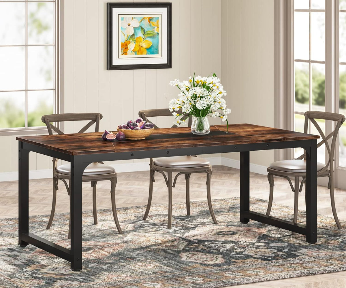 71" Industrial Dining Table for 6-8 People - Rustic