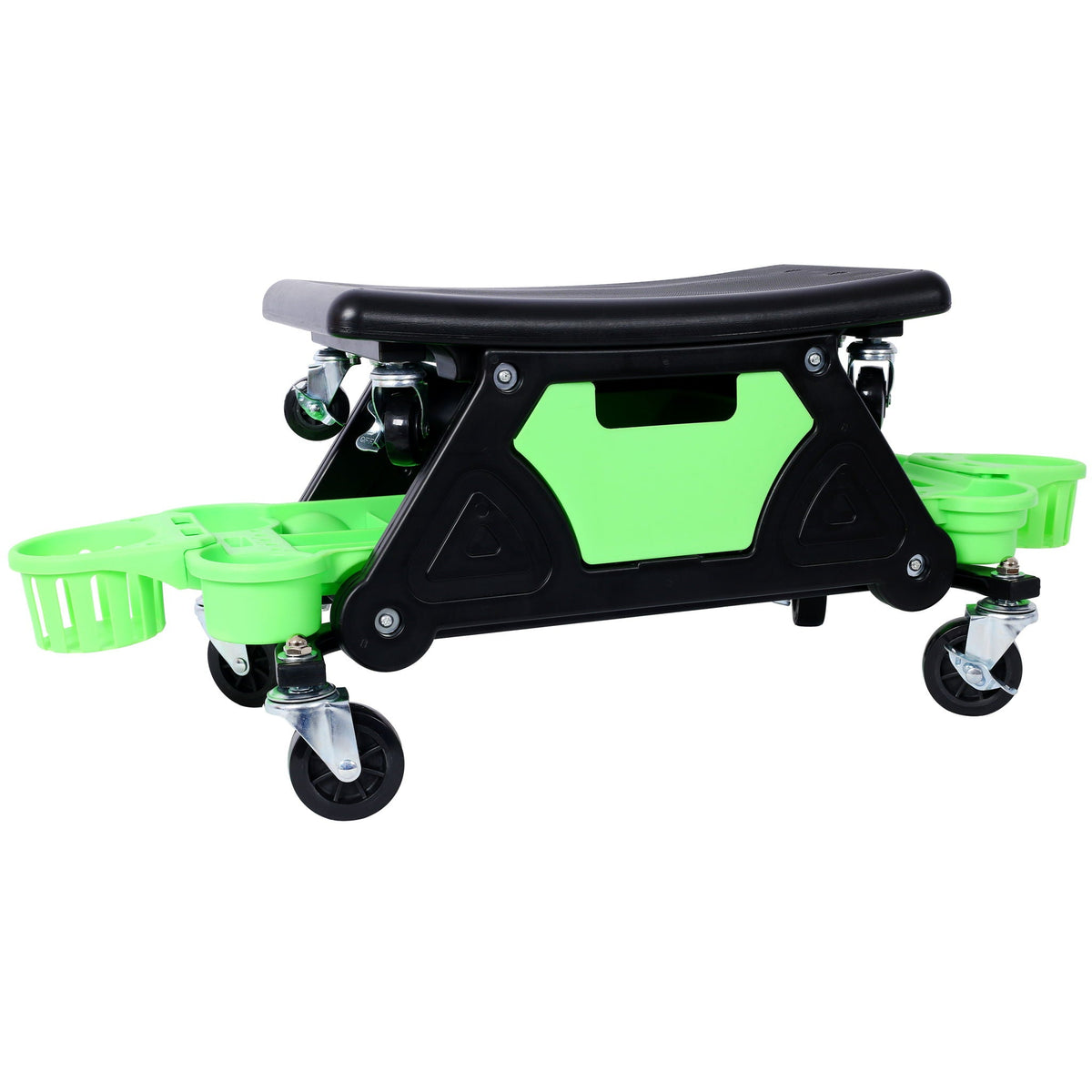 Rolling Detailing Creeper Seat with Removable Tool Trays - Green