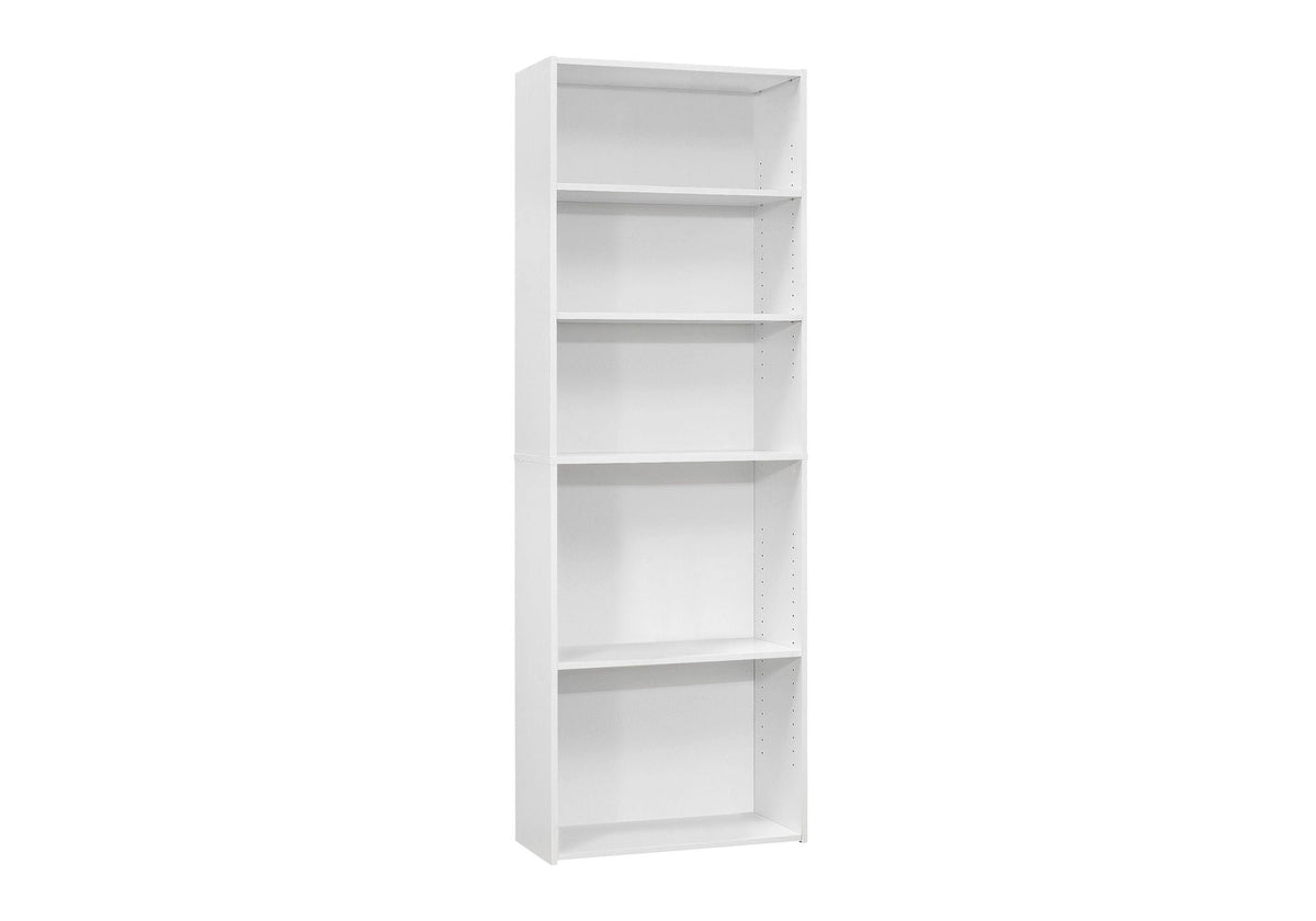 6-Tier Transitional Bookshelf with Adjustable Shelves - White, Dark Gray, Light Brown, Dark Brown