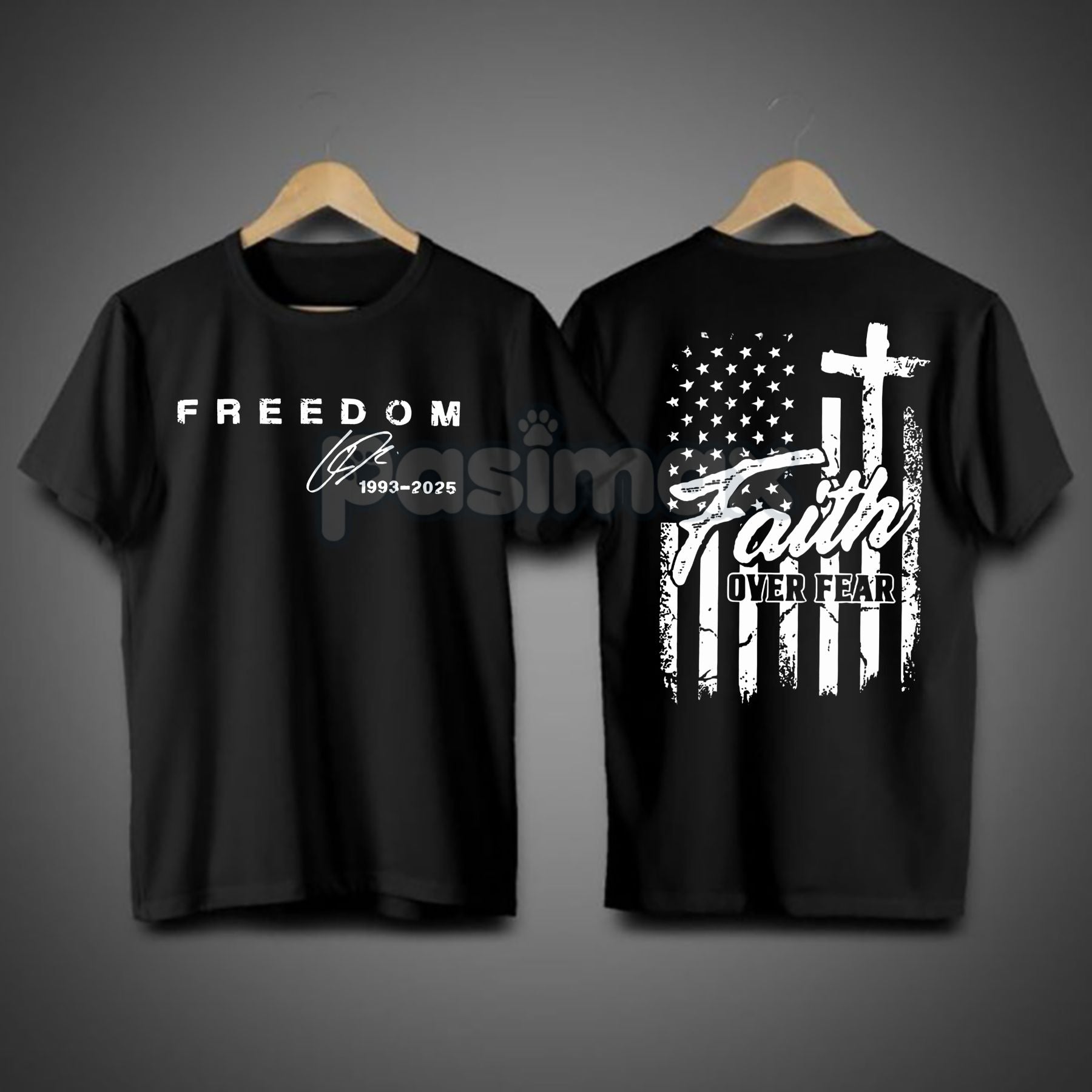 "Faith Over Fear" Freedom American Flag T-Shirt - We Wear Red On October Statement Tee, Patriotic Apparel
