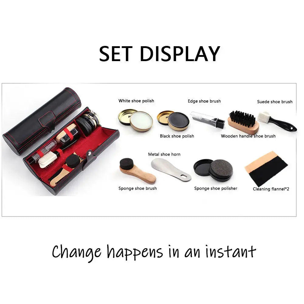 Black Shoe-Care Accessory Kit with Carrying Case
