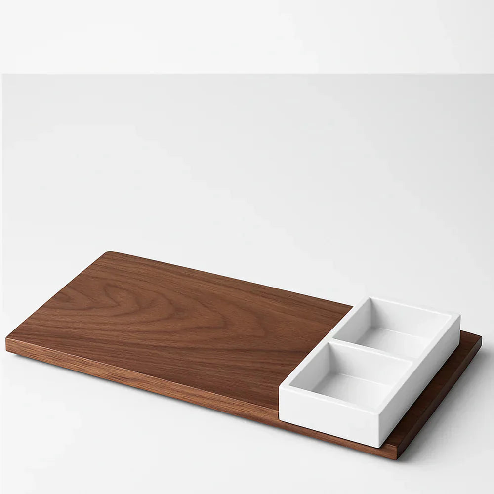 Modern Serving Board with Concrete Accent – Espresso Series