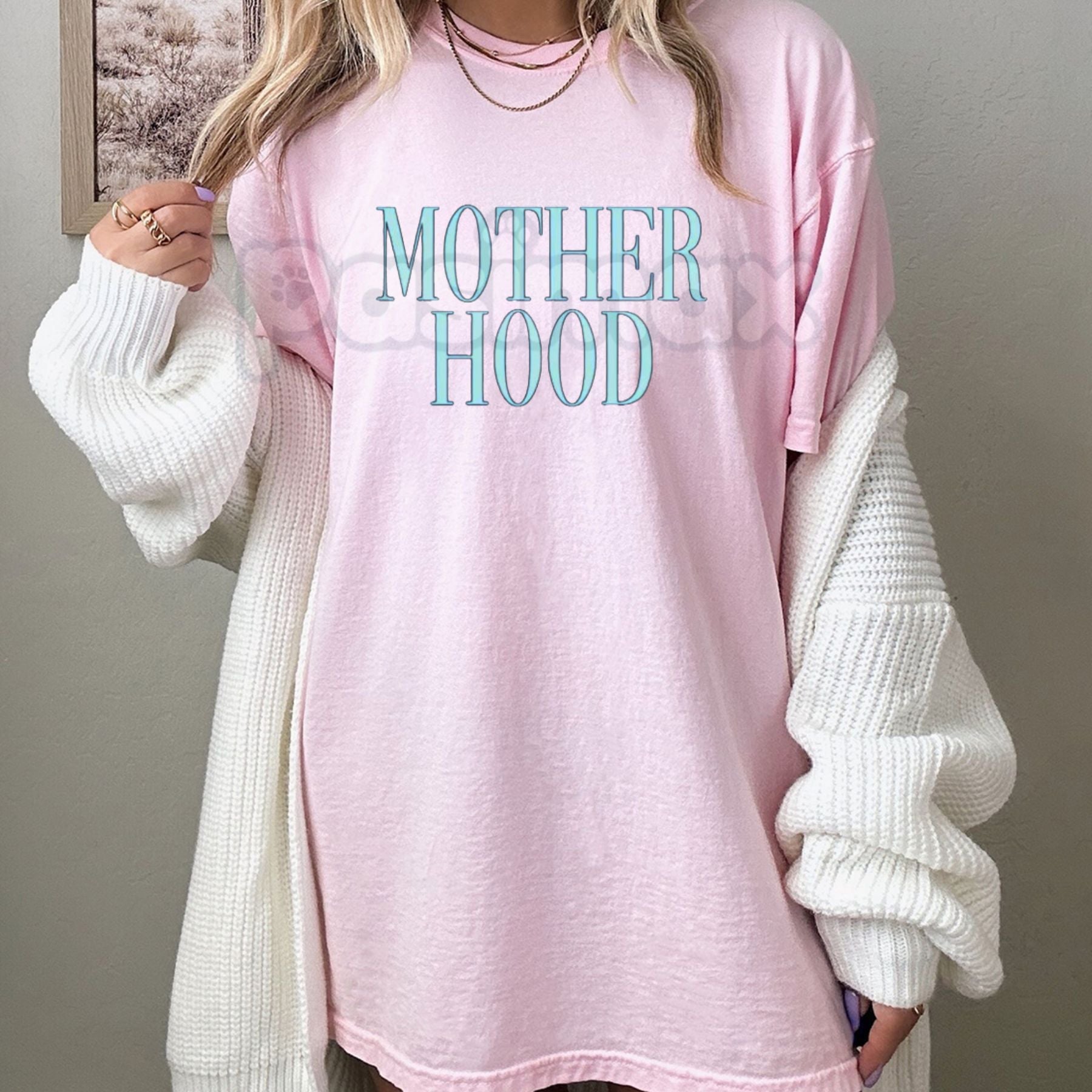 "MOTHERHOOD" Minimalist Mom T-Shirt - Modern Motherhood Graphic Tee, Premium Heavyweight Mama Shirt, New Mom Gift Top, Aesthetic Mother's Day Apparel, Comfortable Relaxed Fit Mom Life Shirt