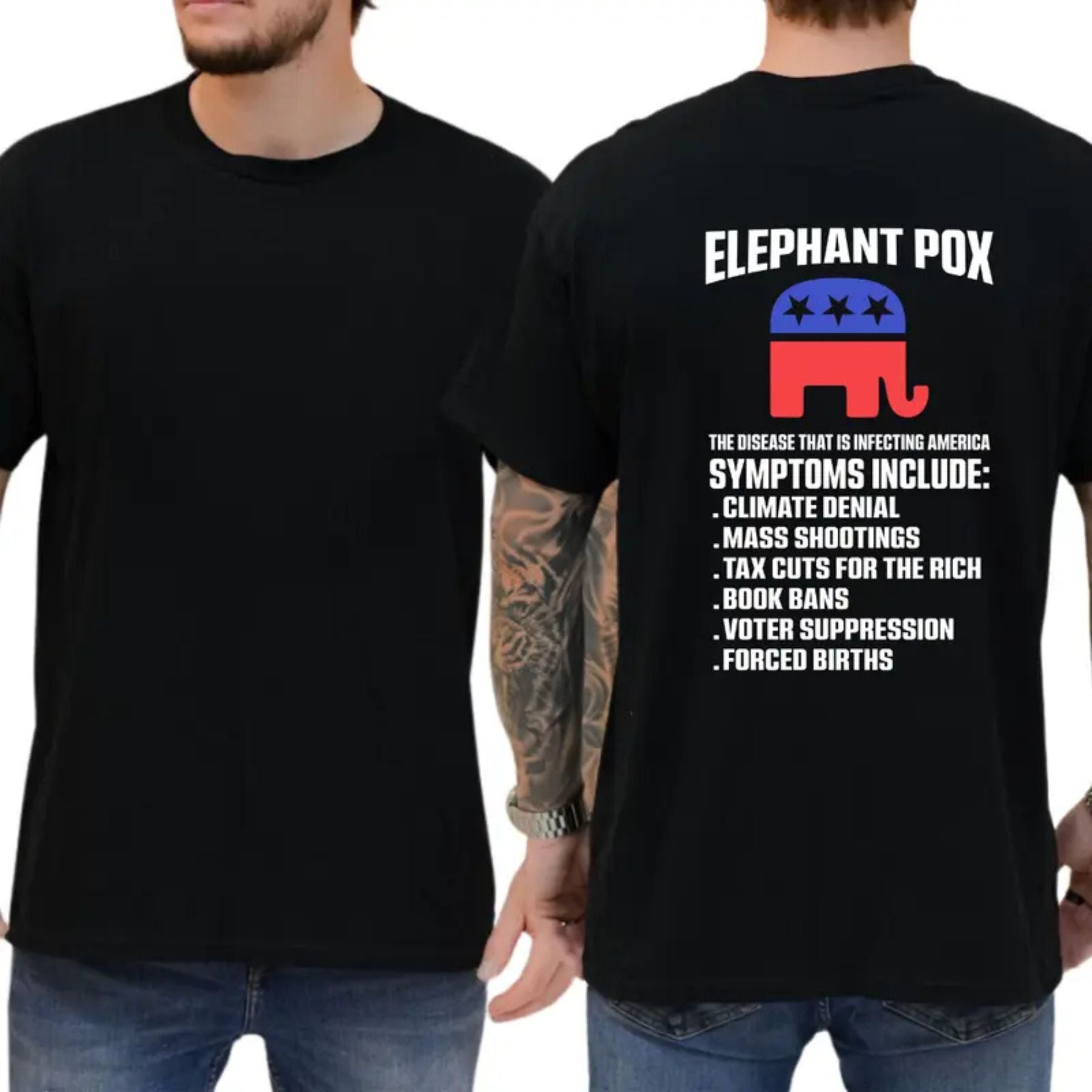 "Elephant Pox" Funny Political T-Shirt – Satirical Democracy Graphic Tee, Unisex Cotton Shirt