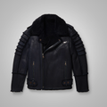 New Men’s Black RAF Flying Shearling Sheepskin Moto Leather Jacket