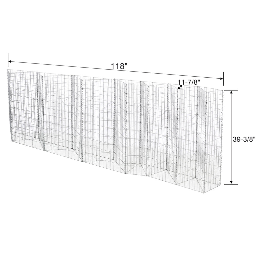 Galvanized Steel Tall Gabion Basket with Multiple Compartments - Steel