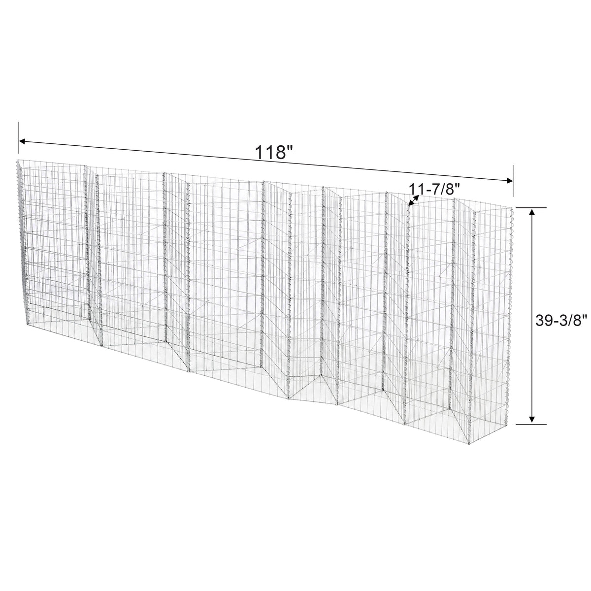 Galvanized Steel Tall Gabion Basket with Multiple Compartments - Steel