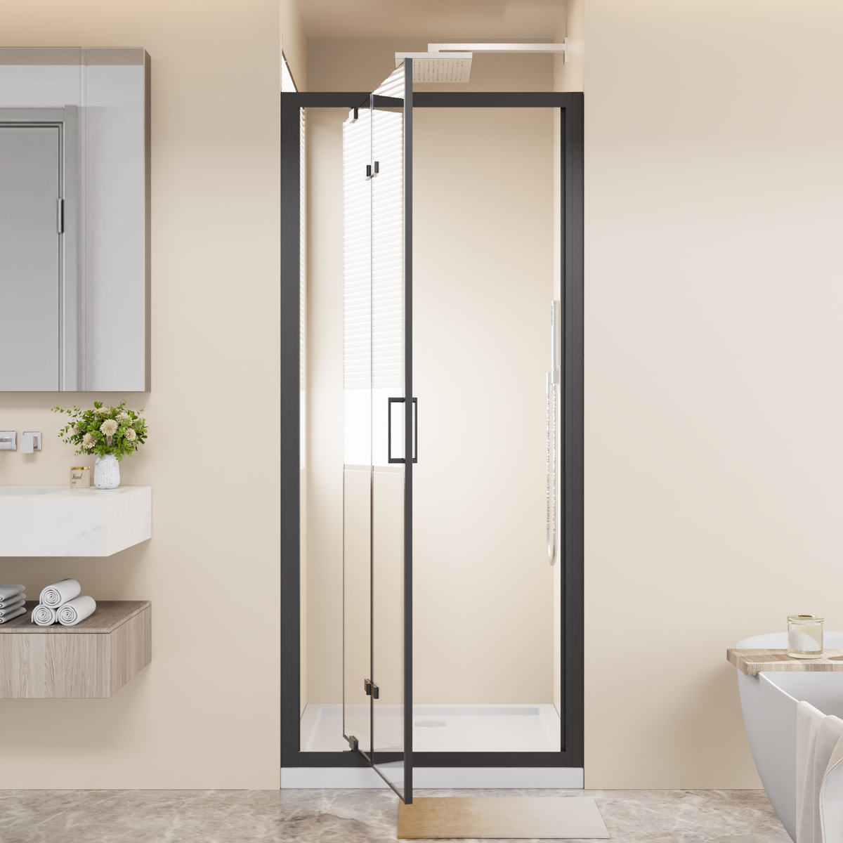 Framed Bi-Fold Pivot Shower Door 30"x72"