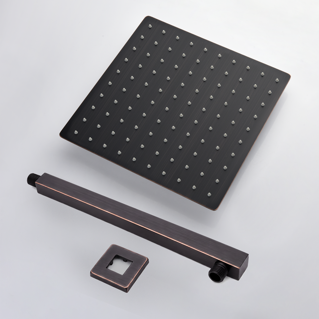 10 Inch Wall Mount Rainfall Square Shower Head, Oil Rubbed Bronze