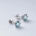 Round Moissanite Stud Earrings in Sterling Silver, Silver-Tone Finish