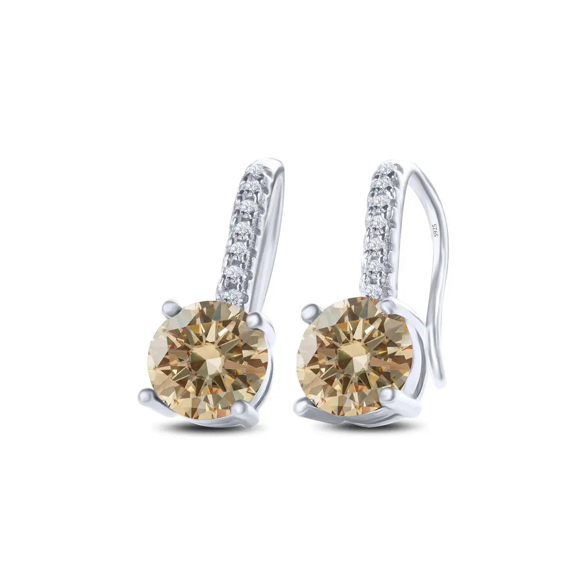 Colorful Moissanite Pavé Hook Earrings in Sterling Silver