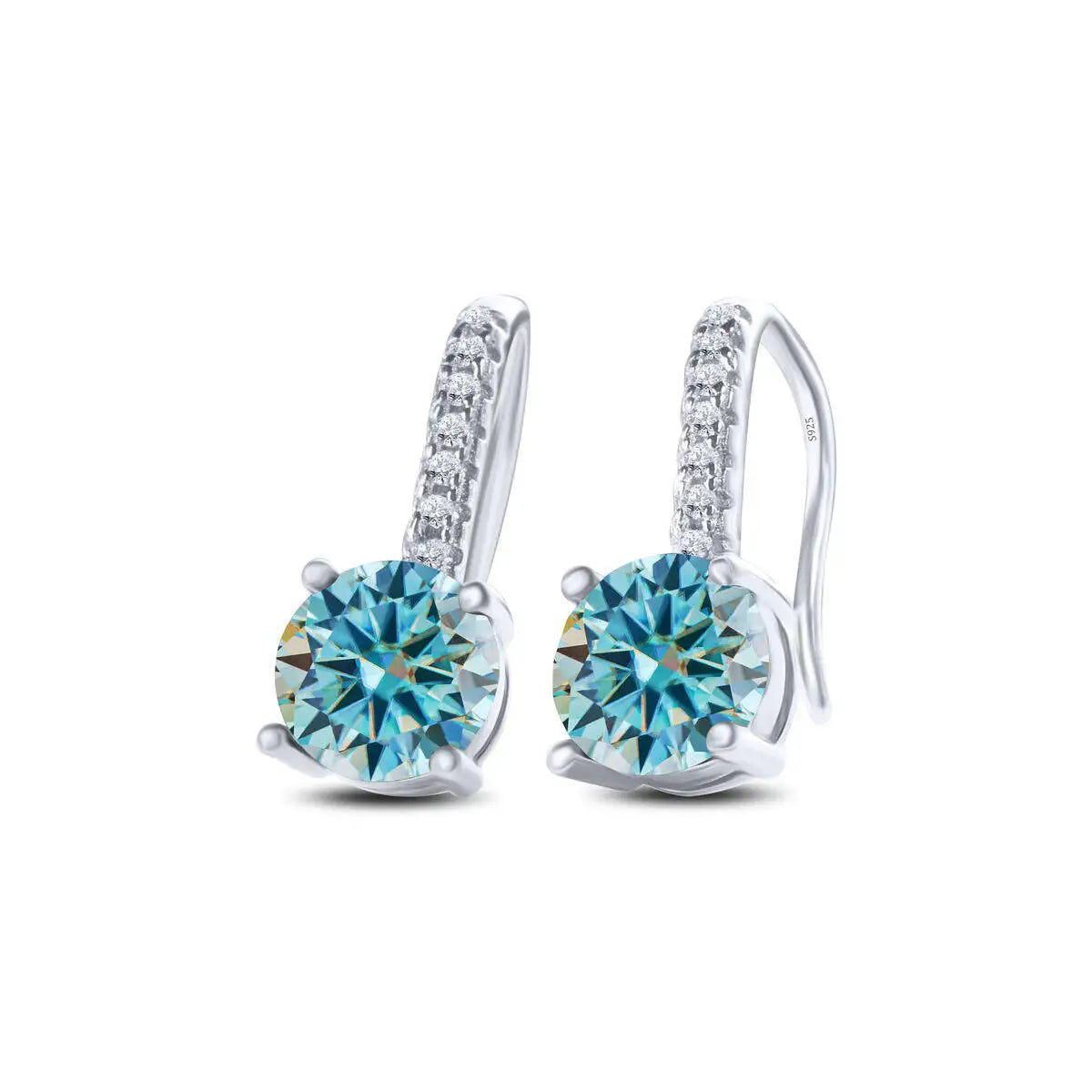 Colorful Moissanite Pavé Hook Earrings in Sterling Silver