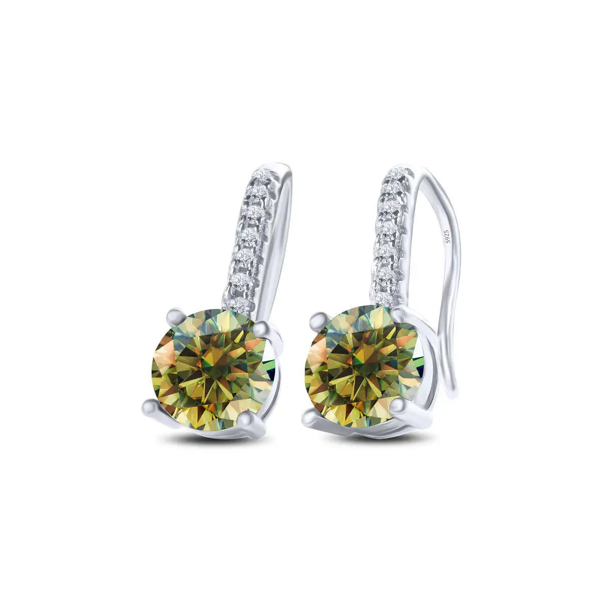 Colorful Moissanite Pavé Hook Earrings in Sterling Silver