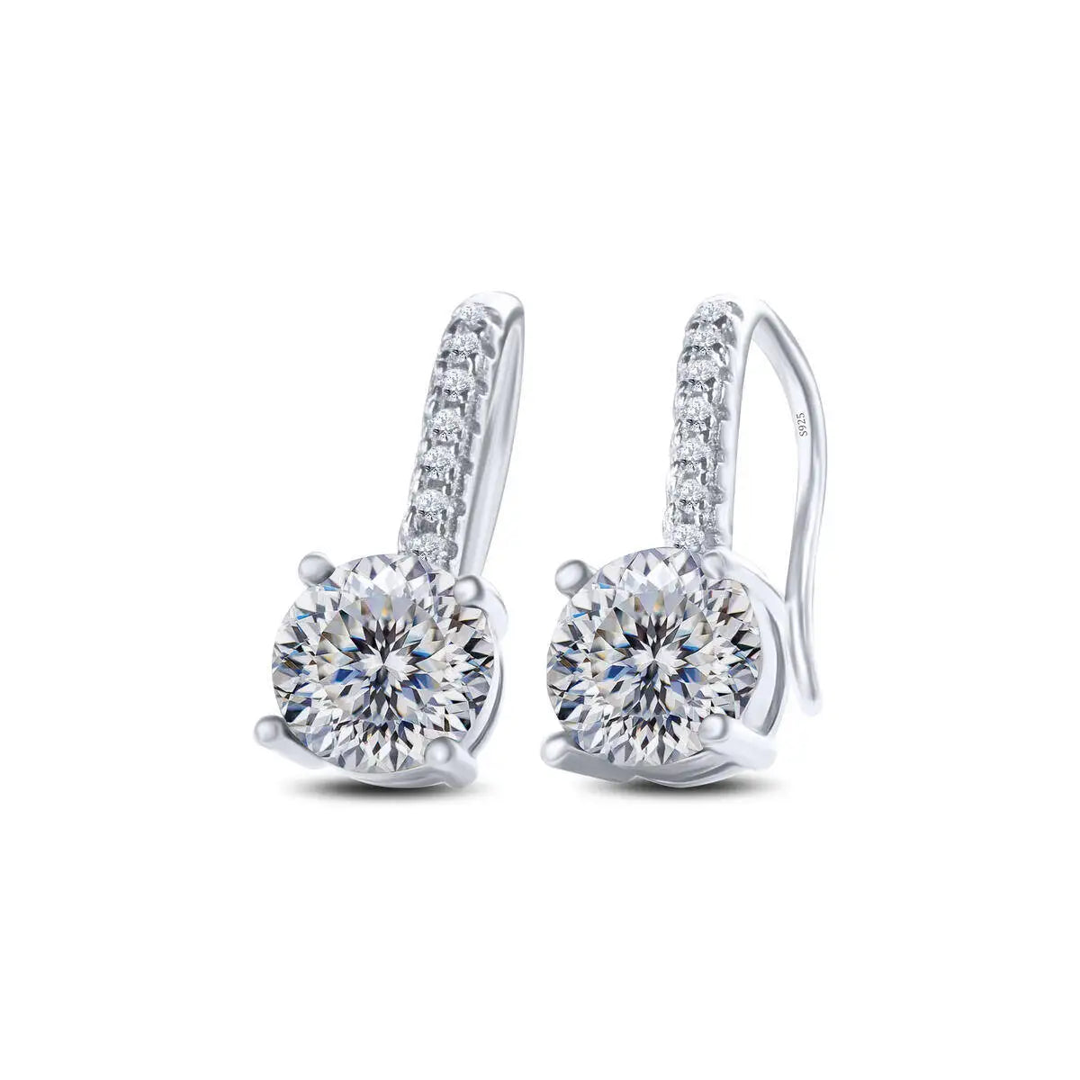 Colorful Moissanite Pavé Hook Earrings in Sterling Silver