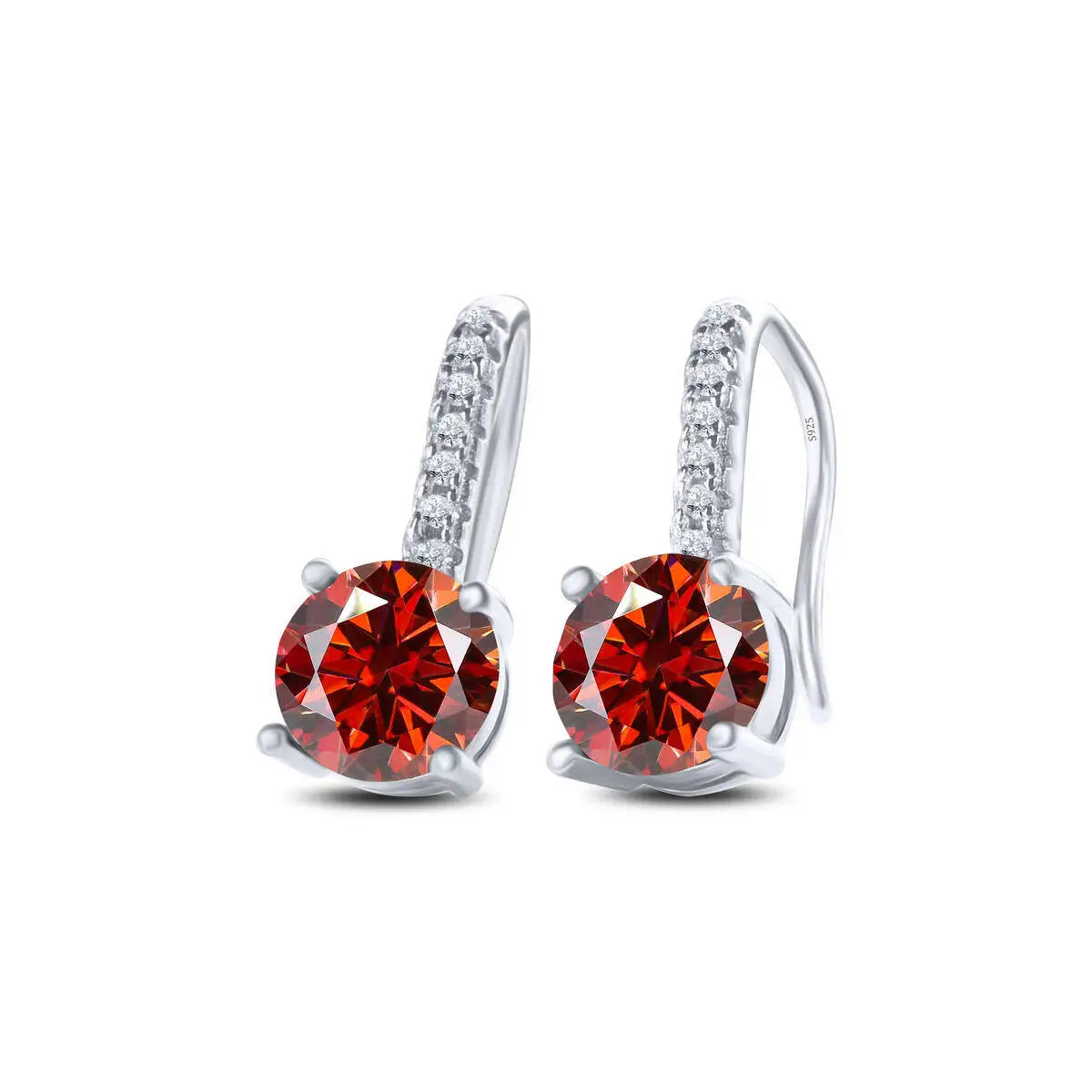 Colorful Moissanite Pavé Hook Earrings in Sterling Silver