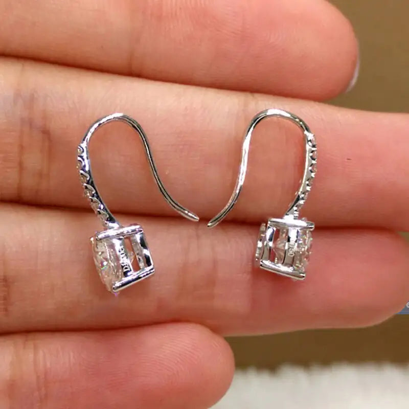 Colorful Moissanite Pavé Hook Earrings in Sterling Silver