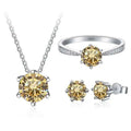 Colorful Moissanite Ring, Stud Earrings & Necklace Set