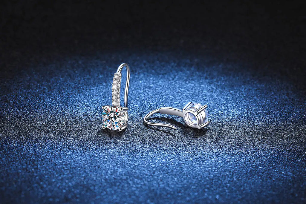 Colorful Moissanite Pavé Hook Earrings in Sterling Silver