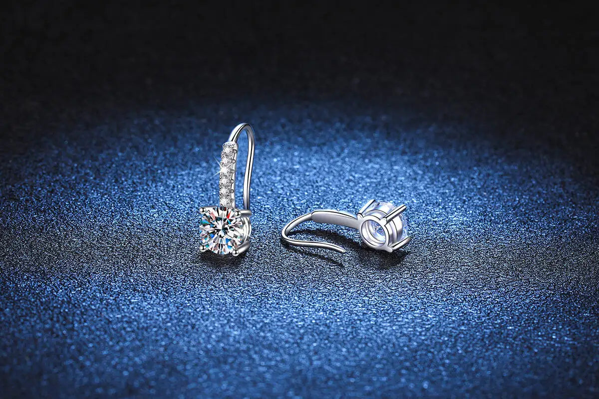 Colorful Moissanite Pavé Hook Earrings in Sterling Silver