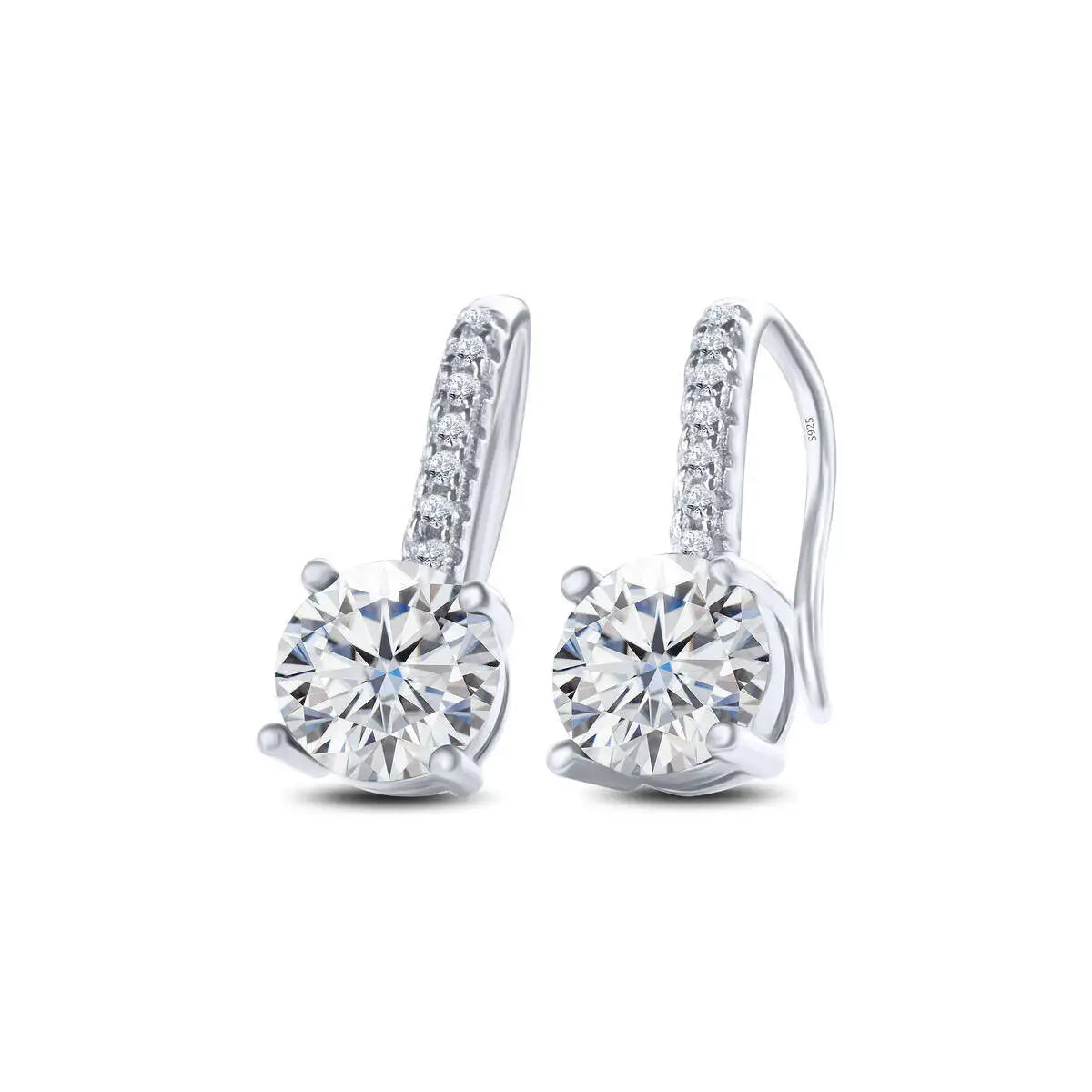 Colorful Moissanite Pavé Hook Earrings in Sterling Silver
