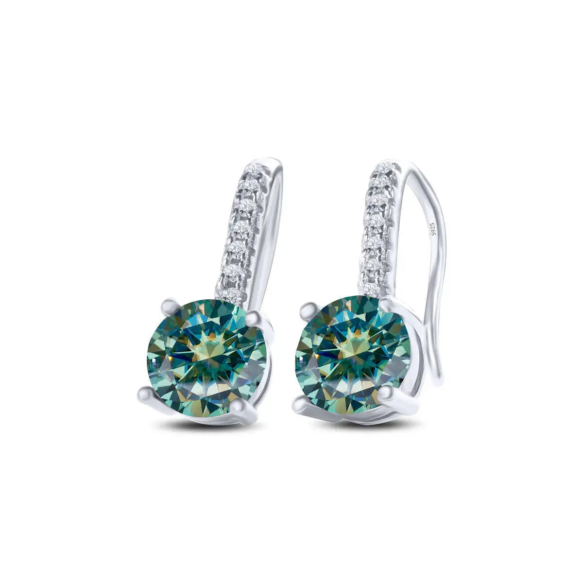 Colorful Moissanite Pavé Hook Earrings in Sterling Silver