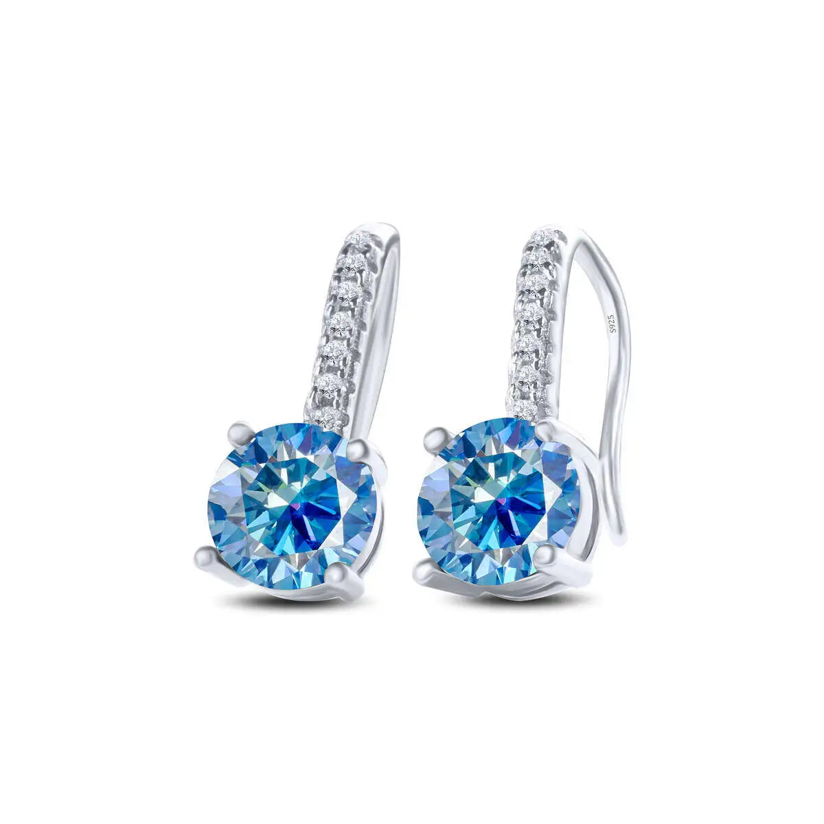 Colorful Moissanite Pavé Hook Earrings in Sterling Silver